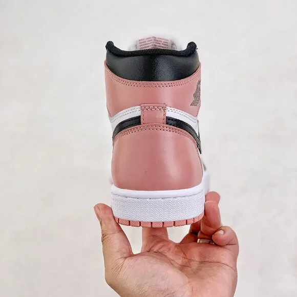 Nike Air Jordan 1 Retro High Og Black, White, And Rusty Pink Sneakers